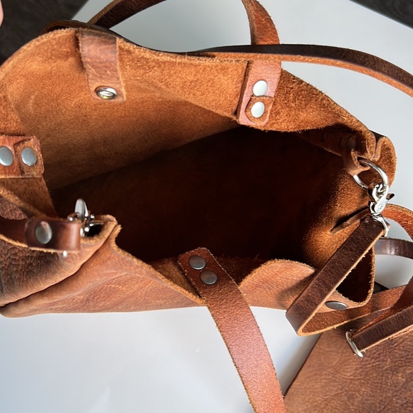 🔥Handmade Leather Tote and pouch Brown - Picture 9 of 17